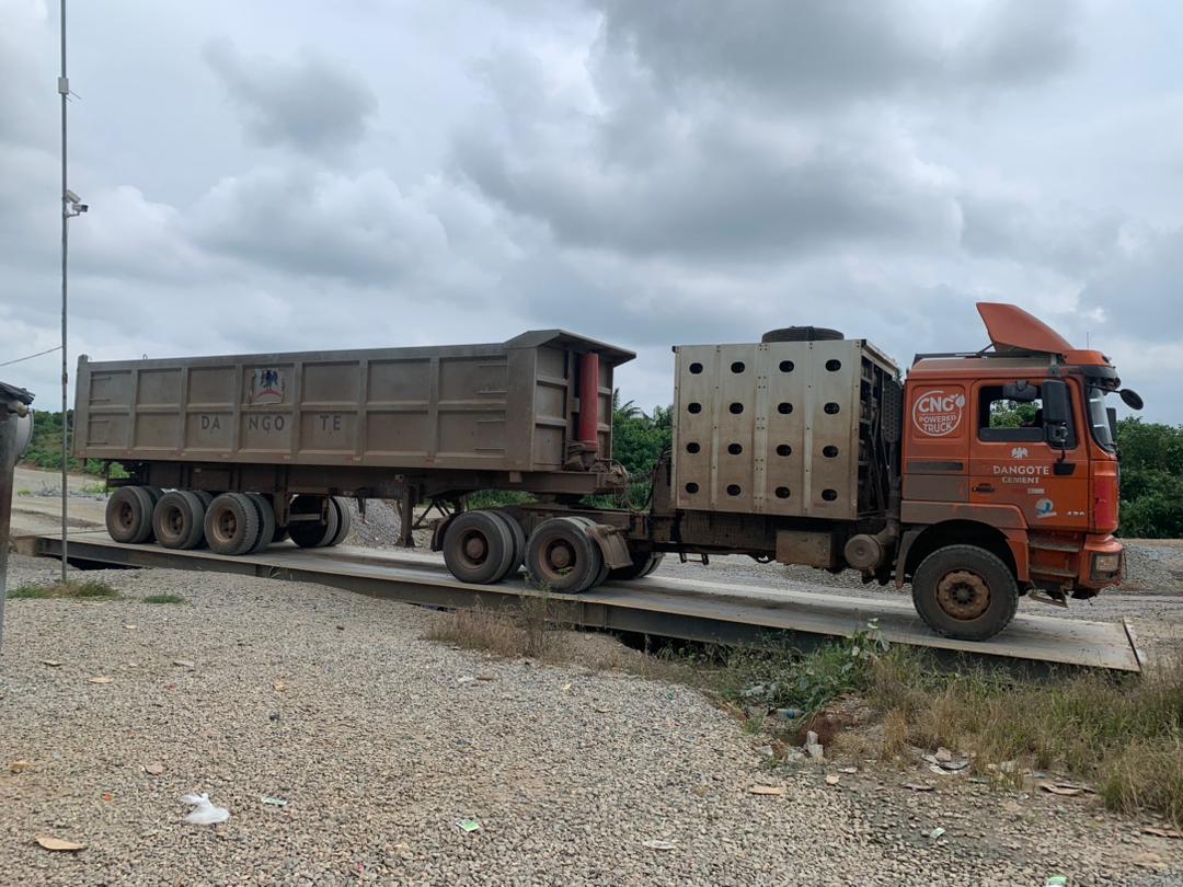 Loaded truck with granite chippings